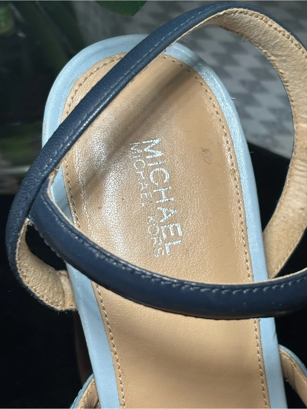 Michael Kors Multi-Blue & White Cork Platform Sandals